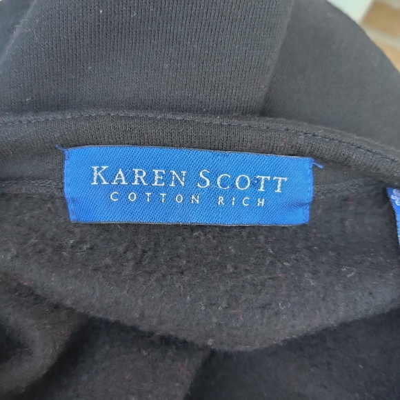 Karen Scott Woman's Christmas  Sweater w/ Santa, Elves & Tree Buttons - Picture 6 of 7